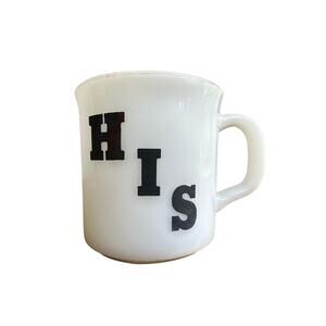 Vintage Milk Glass HIS Coffee House Mug by Anchor Hocking 3" Tall